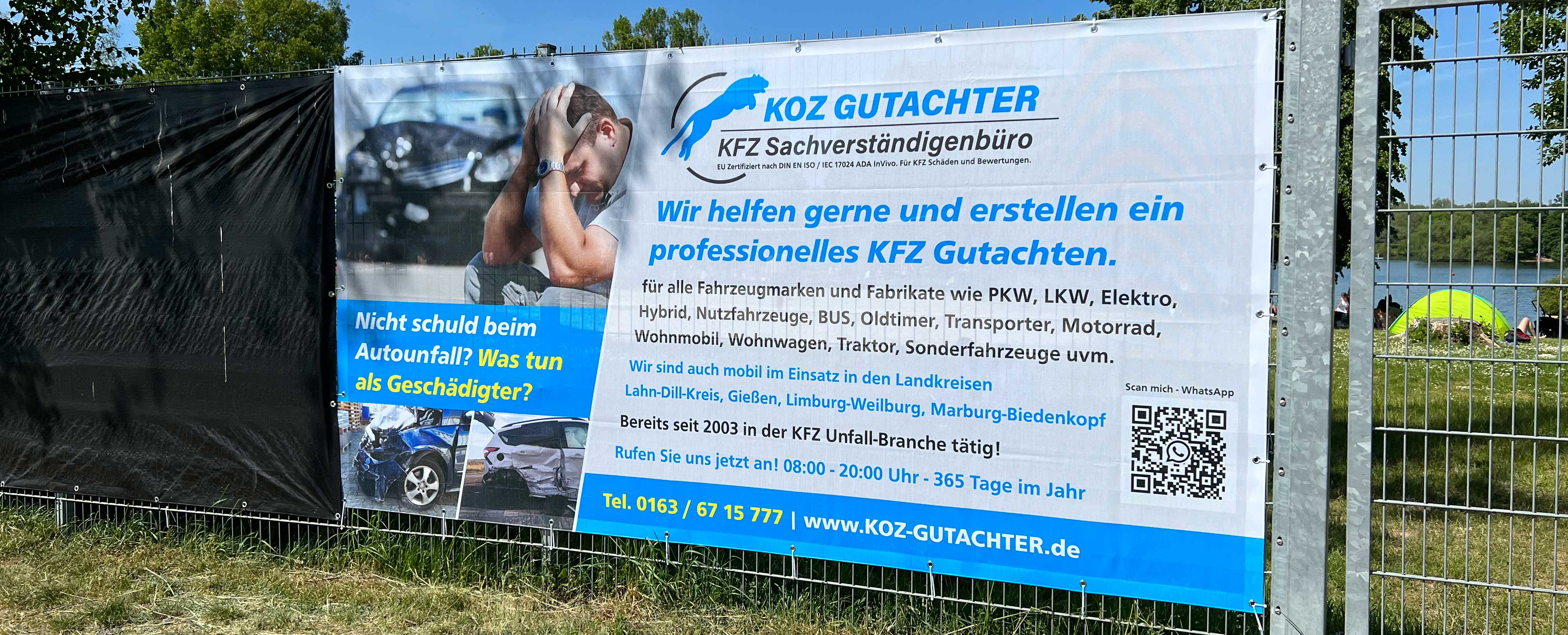 Banner Aufhängeplatz Zaun gesucht koz gutachter